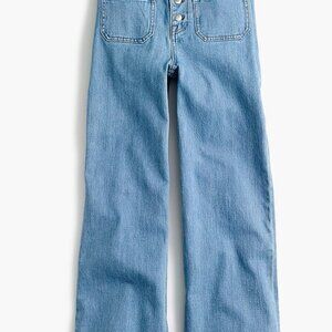J. Crew Point Sur Wide-Leg Capri Crop Jeans in Clean Light Wash